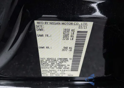 2015 Nissan Altima 2.5 S from USA, damaged, VIN 1N4AL3AP6FC293845